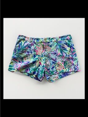 Lilly Pulitzer the Callahan Buttercup Stretch Shorts Classic Knit Preppy Sz 12
